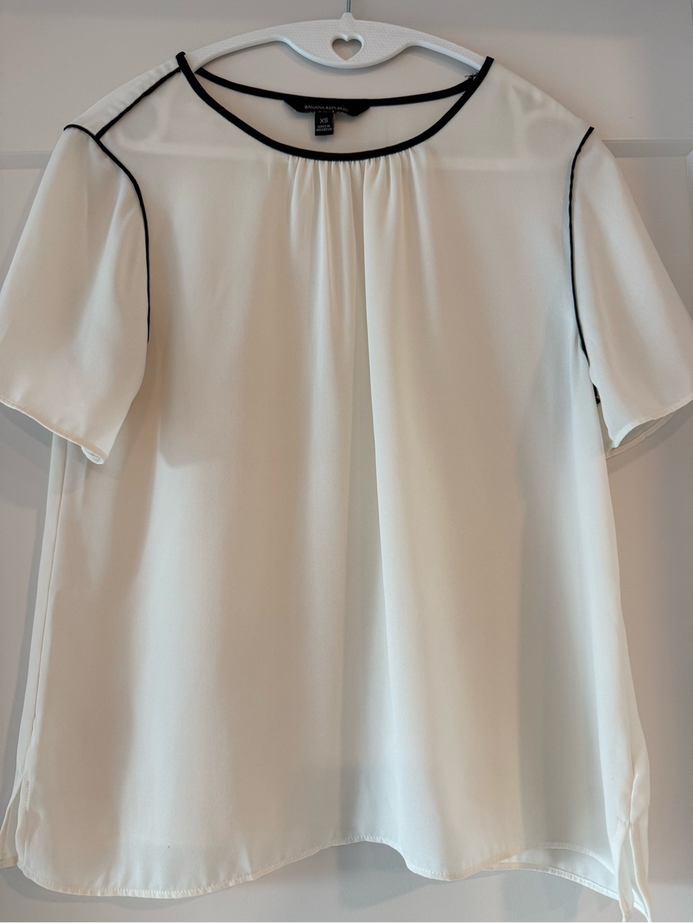 Banana Republic Cream Blouse with Black Trim